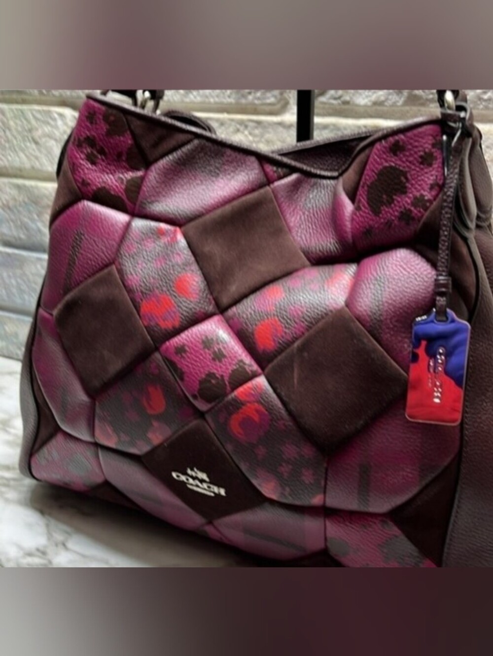 Coach 36519 Patchwork Rogue Tote / Shoulder Bag - Purple Multi Suede & Leather - Picture 1 of 15